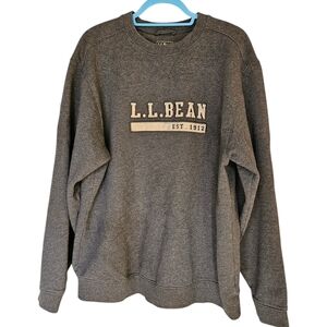 LL Bean Mens Large Tall Crewneck Sweatshirt Gray Logo Cotton Blend MS2